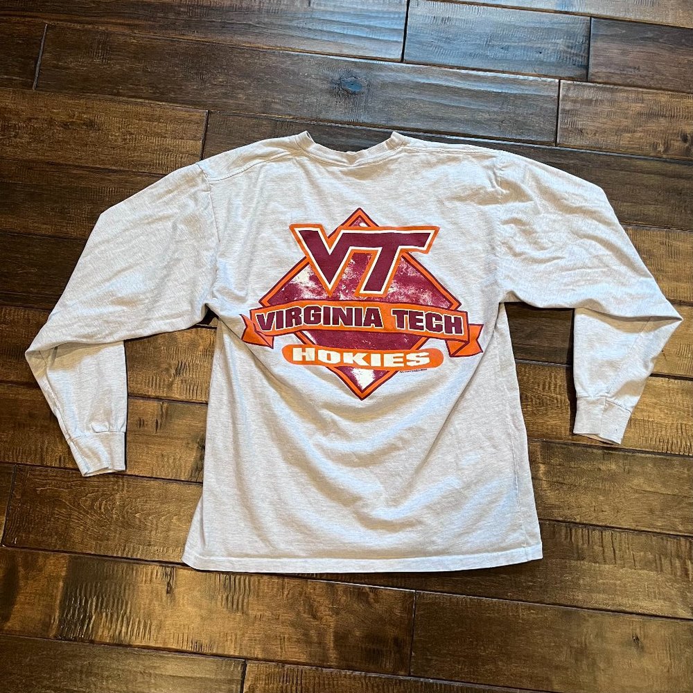 Vintage Virginia Tech Hokies Gray Long Sleeve Rah Rah Sports T Shirt Mens Medium